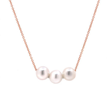14K Rose Gold Three-Freshwater Pearl Necklace
