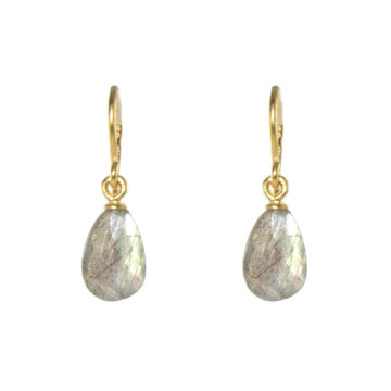 Gold Plated Sterling Silver Faceted Labradorite Drop Earrings