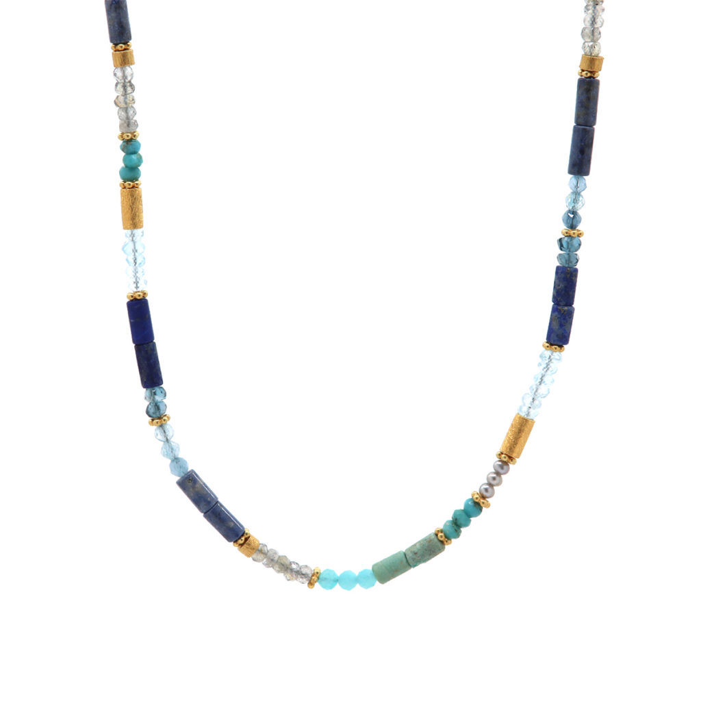 Sterling Silver Gold Plated Multi Stone Necklace