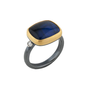 Two-Tone Kami Labradorite and Diamond Ring