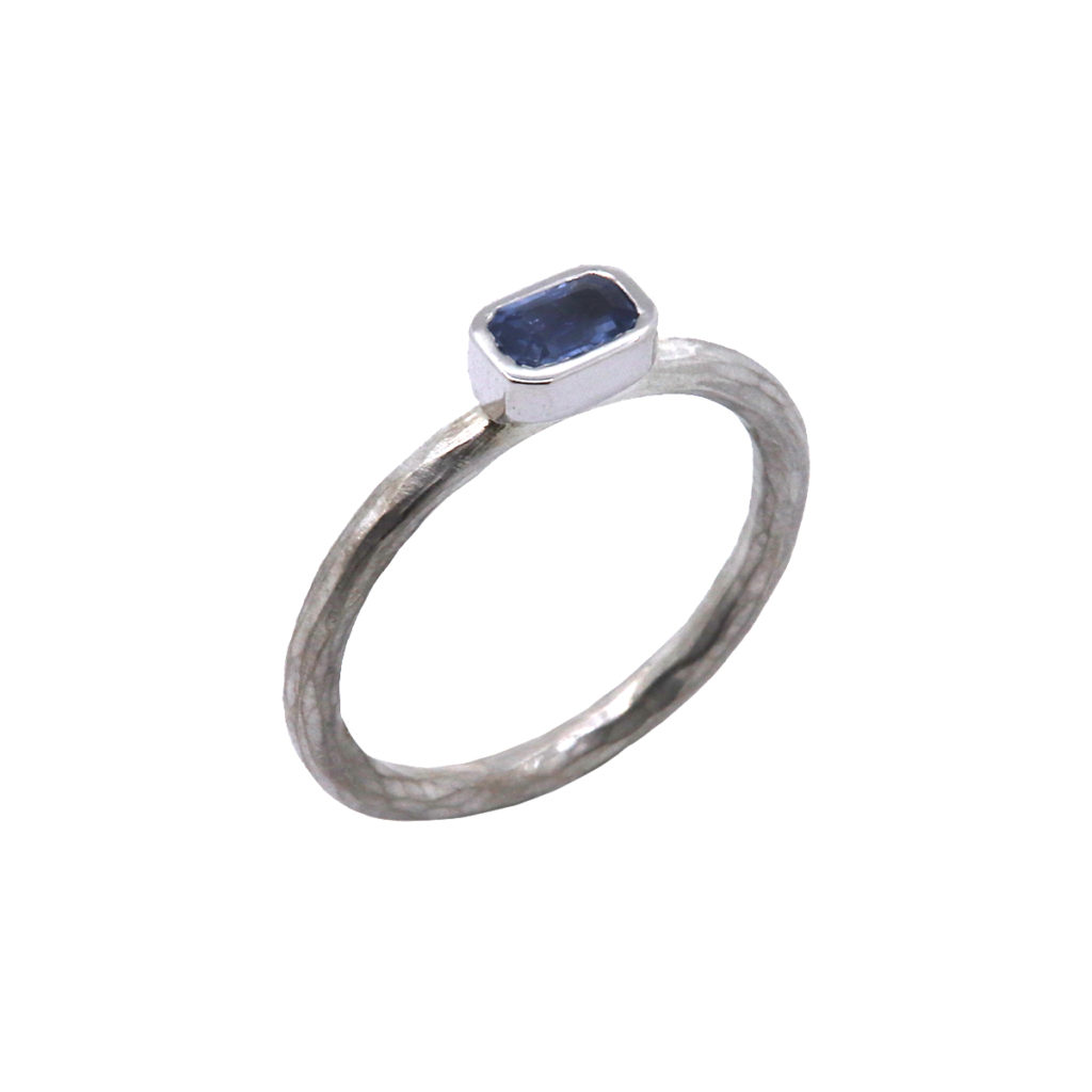Sterling Silver Prismic Blue Sapphire Ring