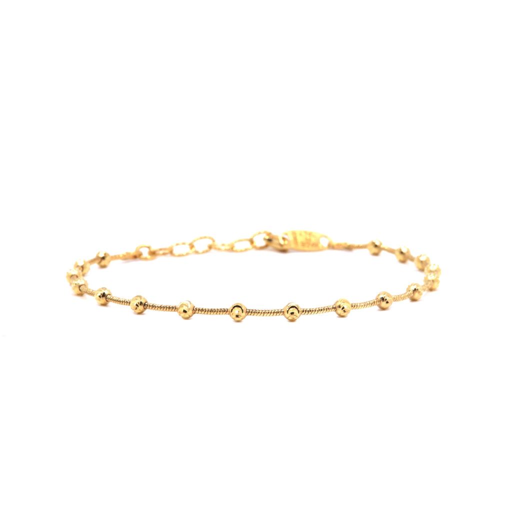 Sterling Silver Yellow Gold Plated Bead Bracelet