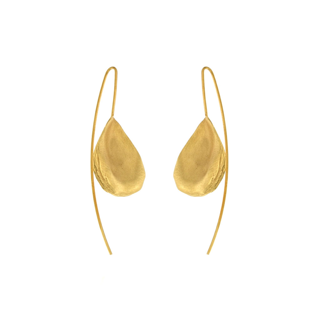 Gold Plated Sterling Silver Oyster Shell Drop Earrings