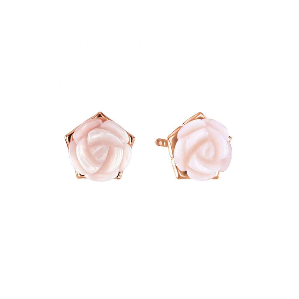 Rose Gold Plated Mother of Pearl Carnation Earrings