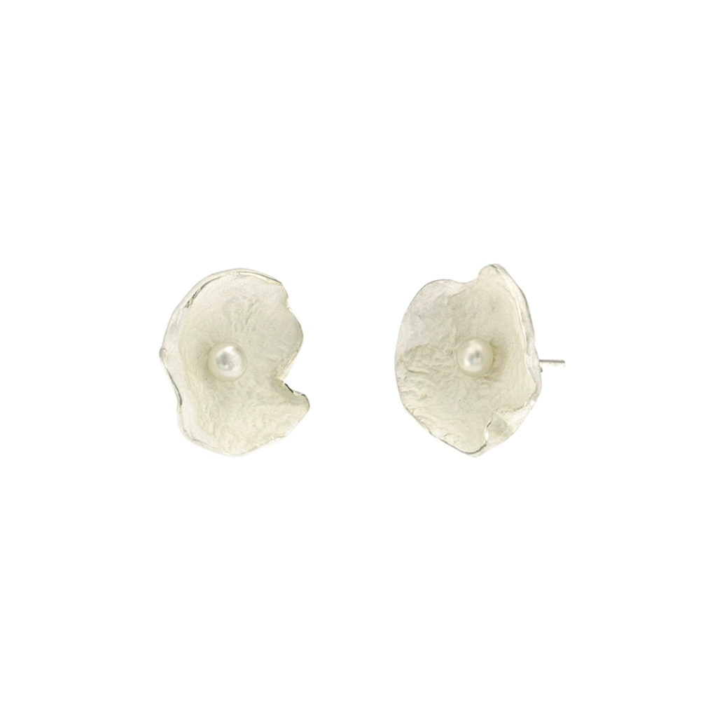Sterling Silver Large Pearl Flower Earrings