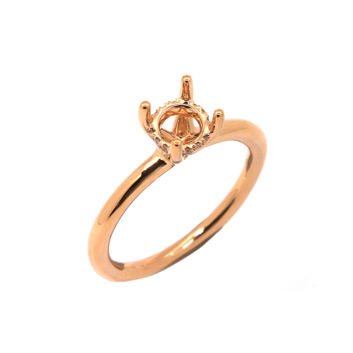 14K Yellow Gold Diamond Underhalo Engagement Ring Semi-Mounting