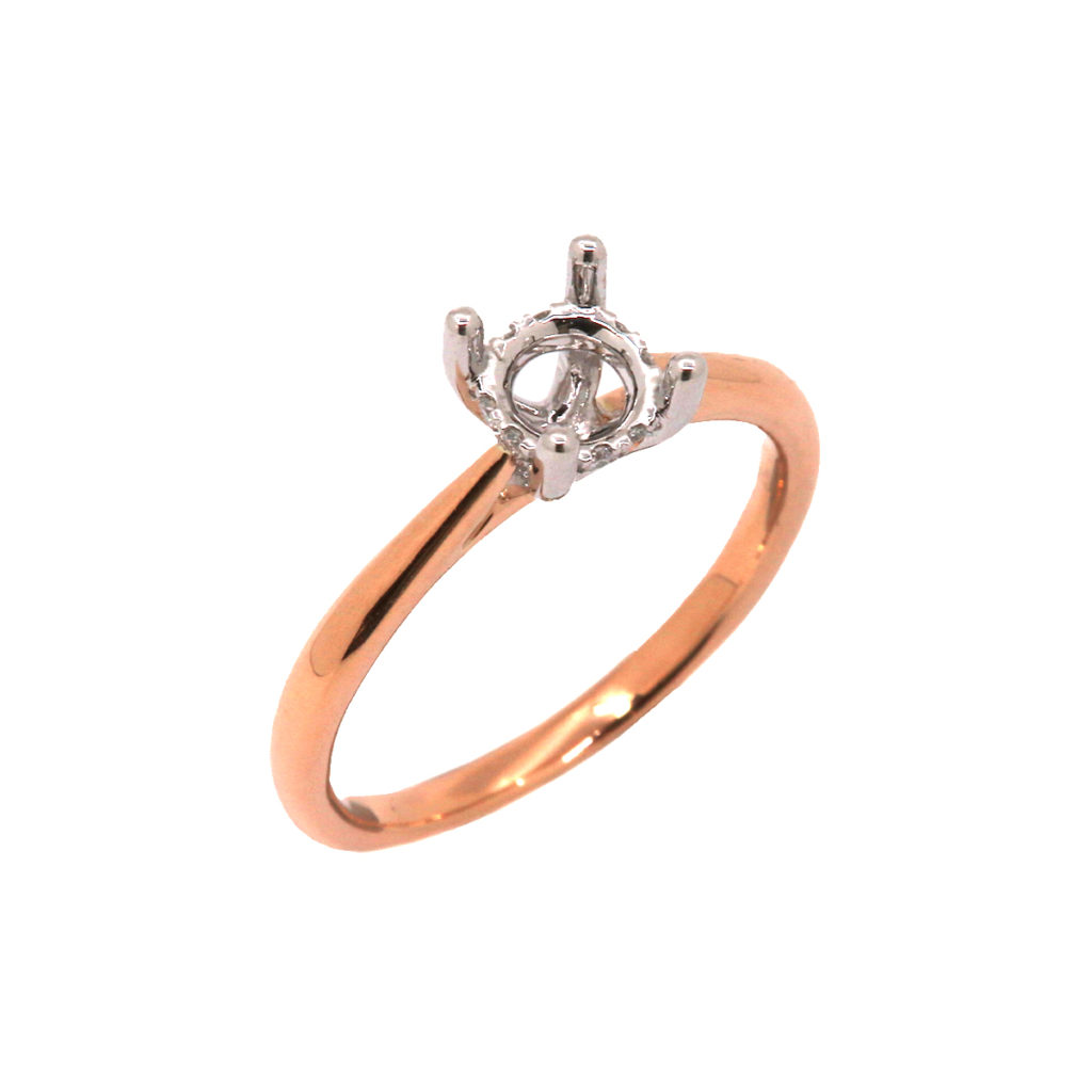 14K Rose Gold Diamond Gallery Engagement Ring Semi-Mounting