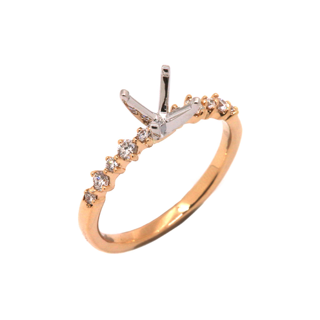 14K Yellow Gold Diamond Engagement Ring Semi-Mounting