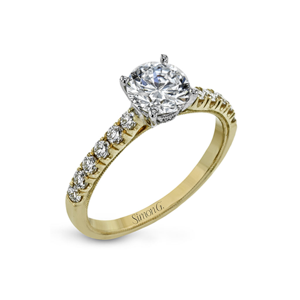 18K Yellow Gold Diamond Engagement Ring Semi Mounting
