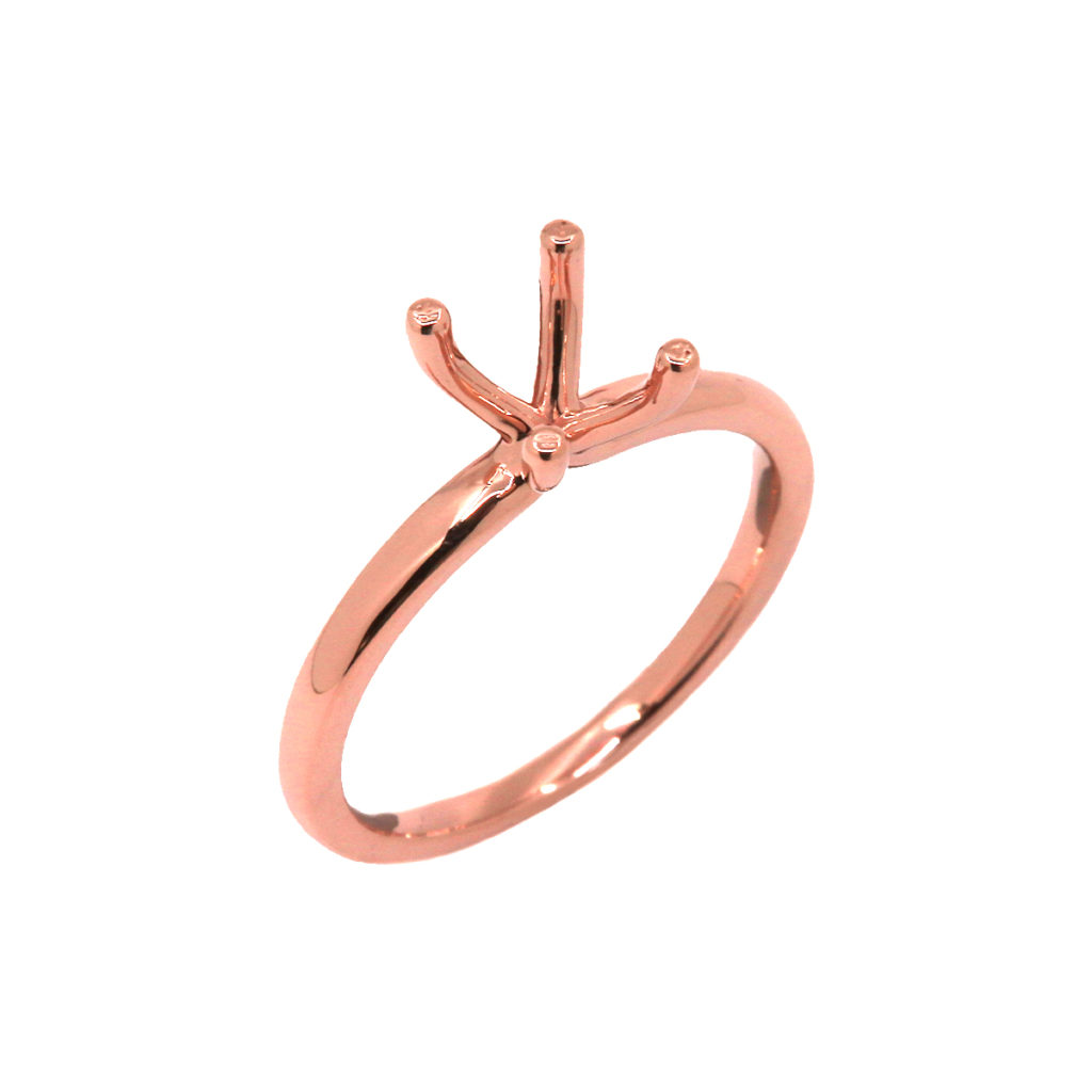 14K Rose Gold Solitaire Engagement Ring Mounting