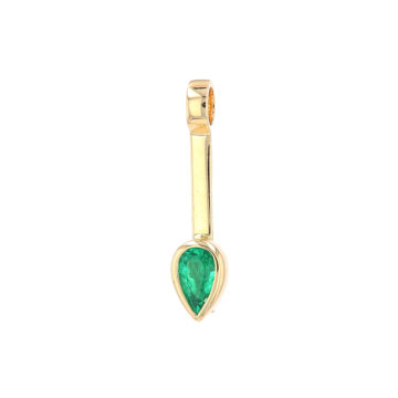 14K Yellow Gold Pear Emerald Stackable Pendant