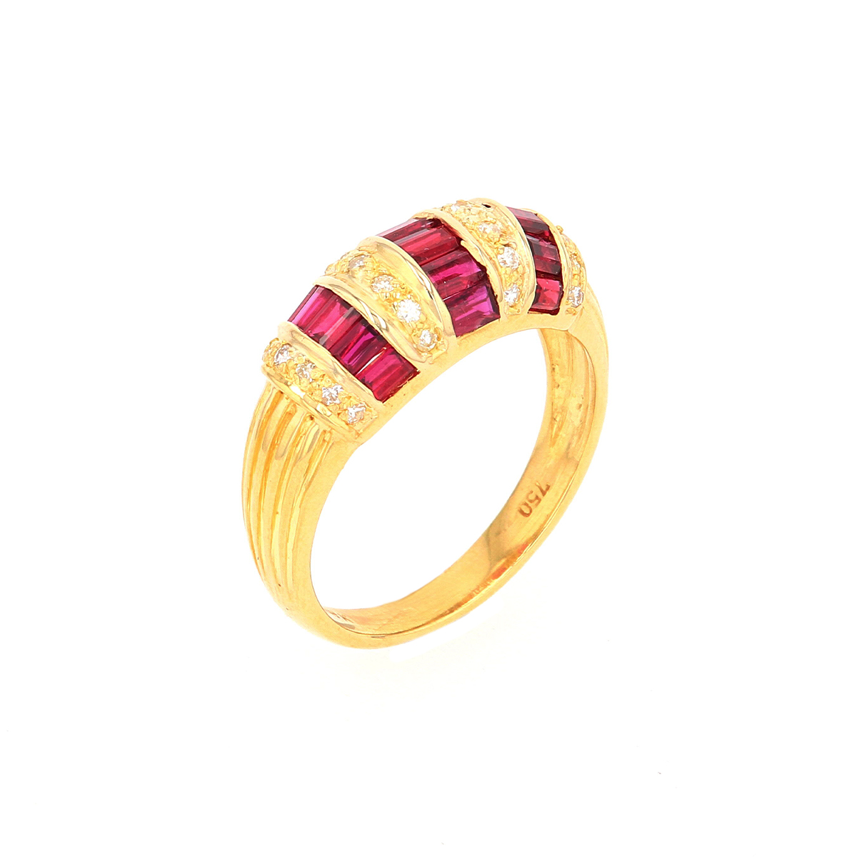 Estate 18K Yellow Gold Ruby and Diamond Ring