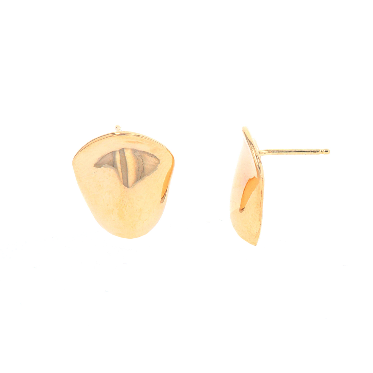 Estate 14K Yellow gold Shield Stud Earrings