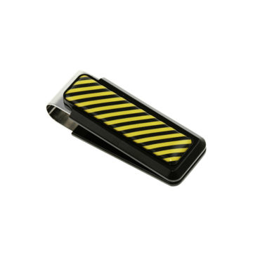 Stainless Steel Black and Yellow Inlay Money Clip