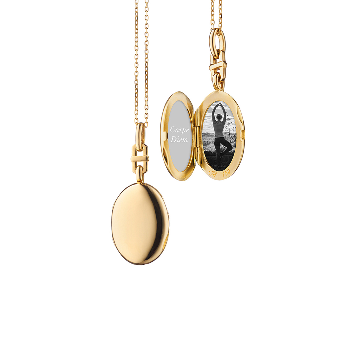18K Yellow Gold “Eve” Oval Slim Locket with Chain