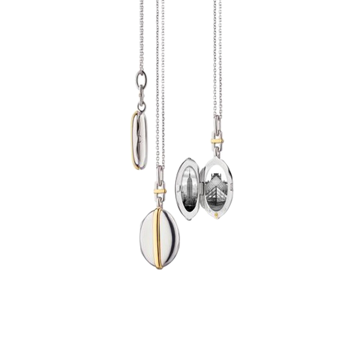 Two-Tone Slim Oval Tess Locket with Chain