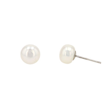 Sterling Silver Freshwater Button Pearl Stud Earrings