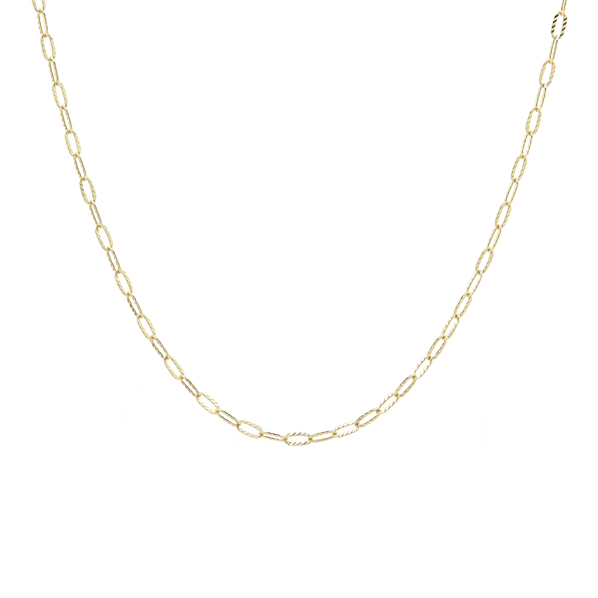 Gold Plated Sterling Silver Textured Oval Link Chain