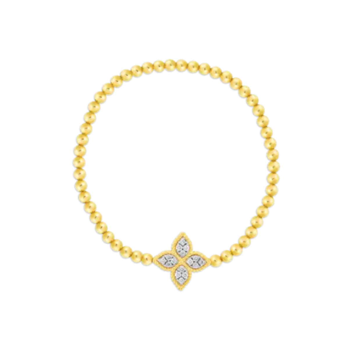 18K Yellow Gold Diamond Princess Flower Bracelet