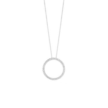 18K White Gold Small Circle Pendant with Chain