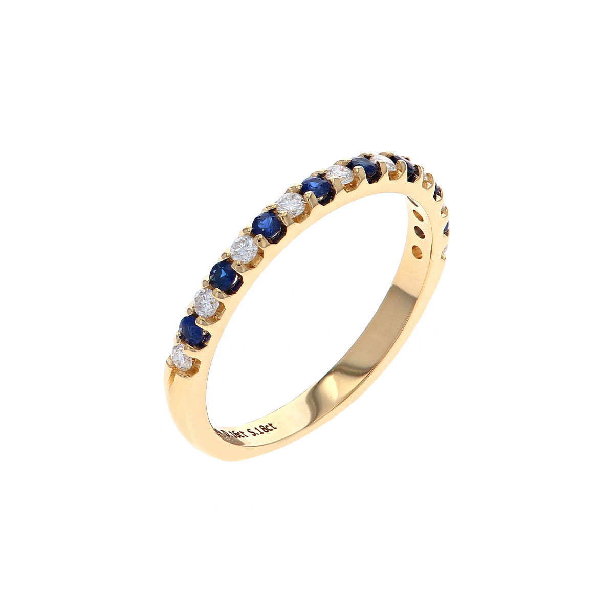 14K Yellow Gold Sapphire and Diamond Band