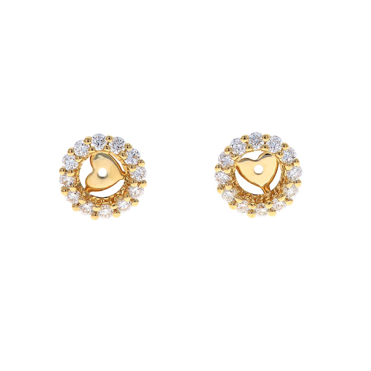 14K Yellow Gold Open Circle Diamond Earring Jackets