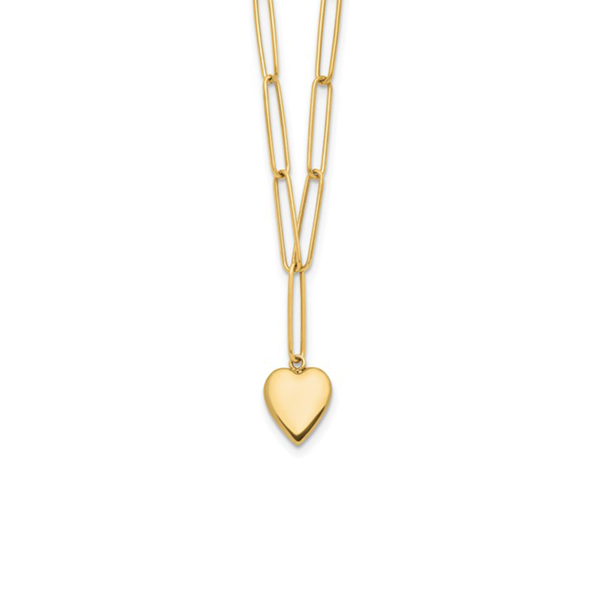 HEART PENDANT PAPERCLIP CHAIN NECKLACE - GOLD – Aubree P. Boutique