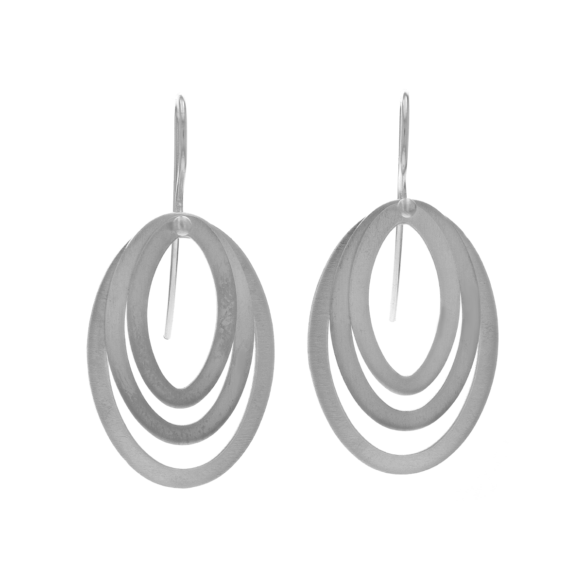 Sterling Silver Layered Oval Earrings