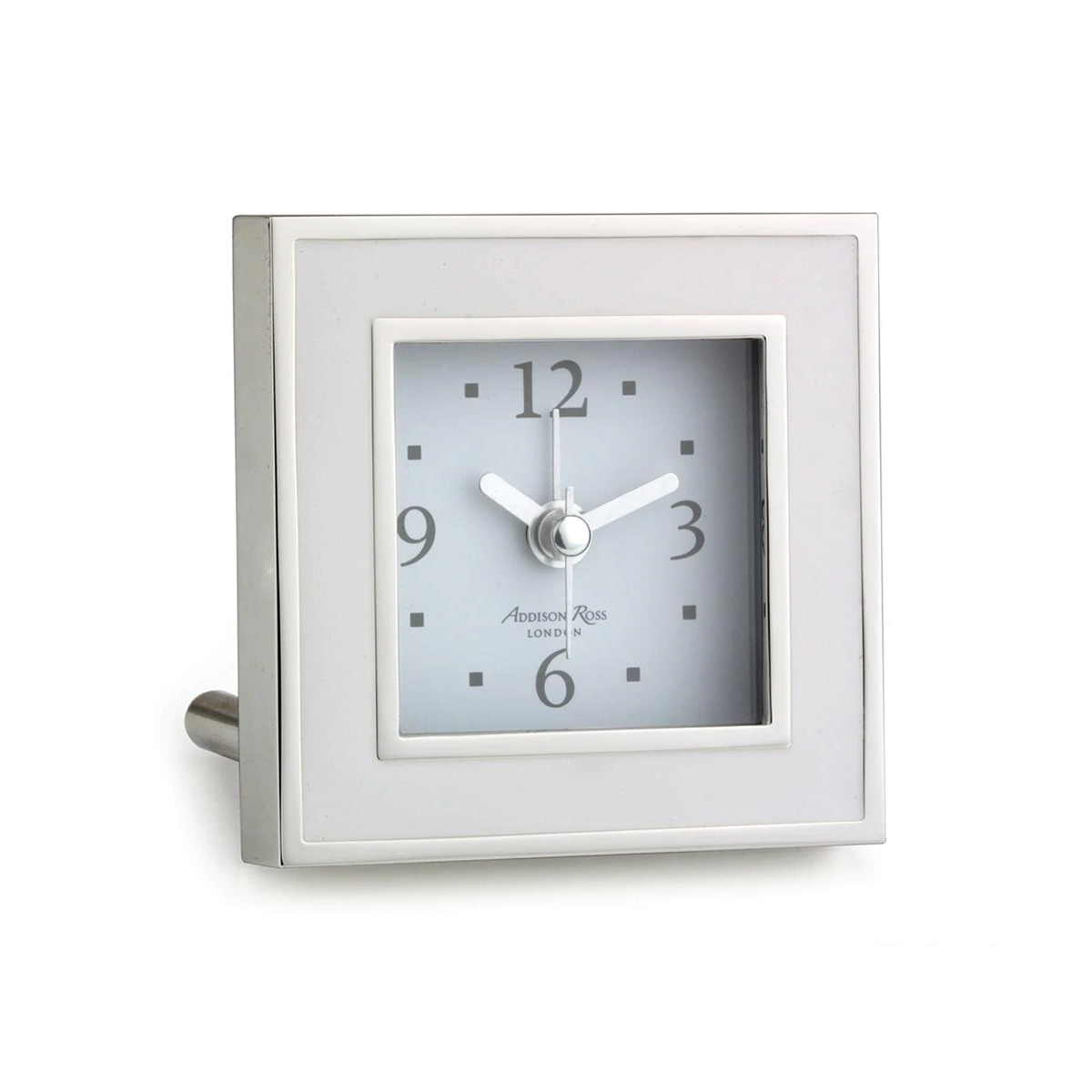 White and Silver Square Silent Alarm Clock