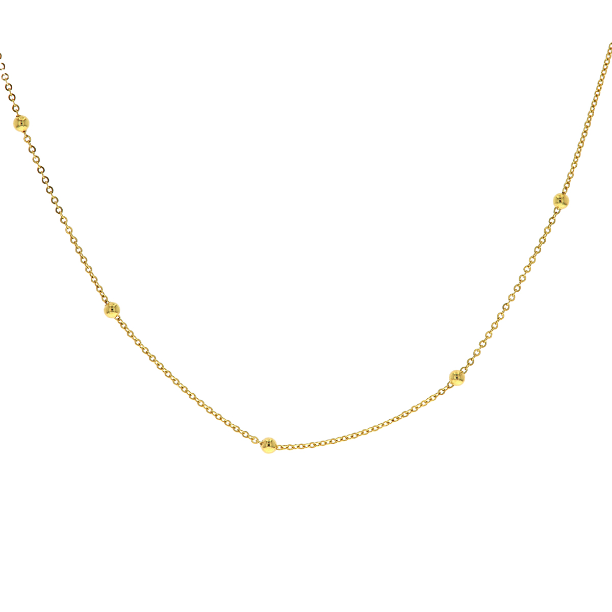 14K Yellow Gold Bead Saturn Chain