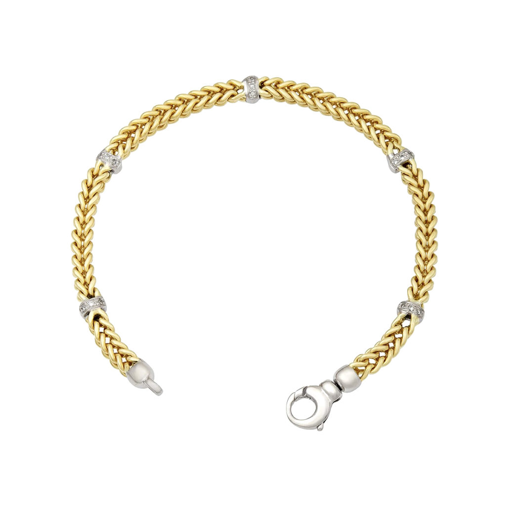 14K Two-Tone Diamond Square Link Bracelet