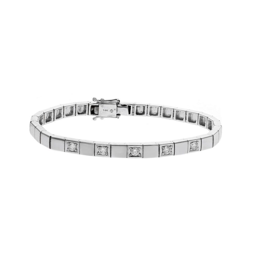 14k White Gold 5 Diamond Link Bracelet Josephs Jewelers 6826