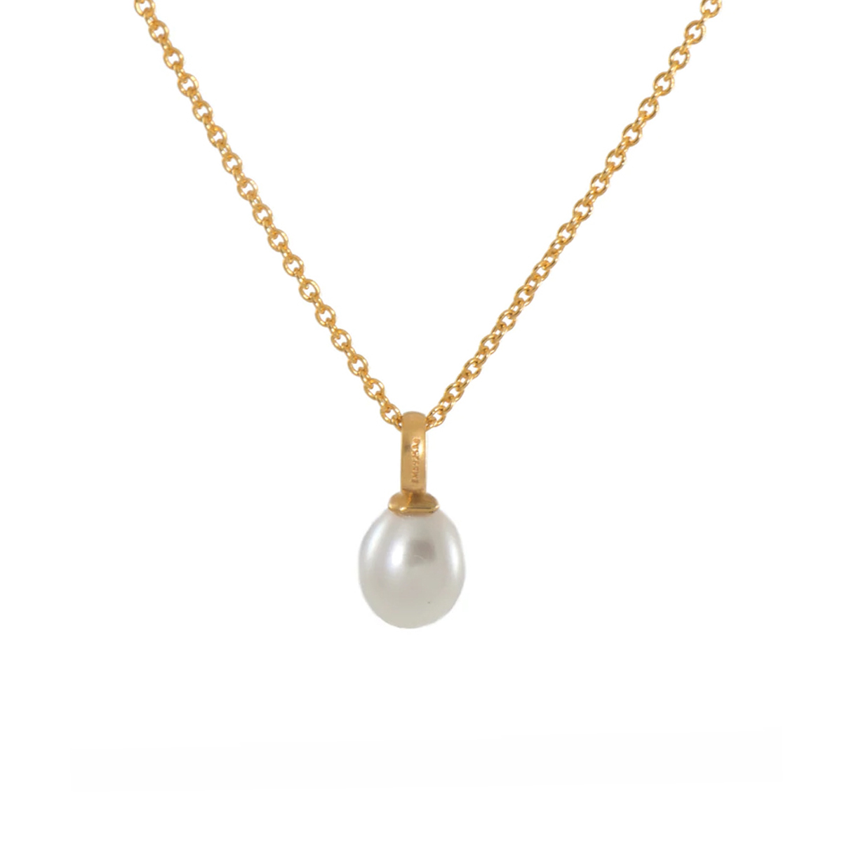 Gold Plated Sterling Silver Drop Pearl Pendant with Chain