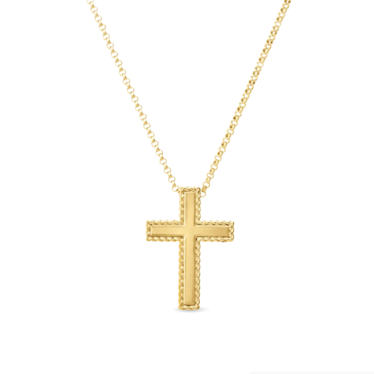 18K Yellow Gold Cross Pendant with Chain
