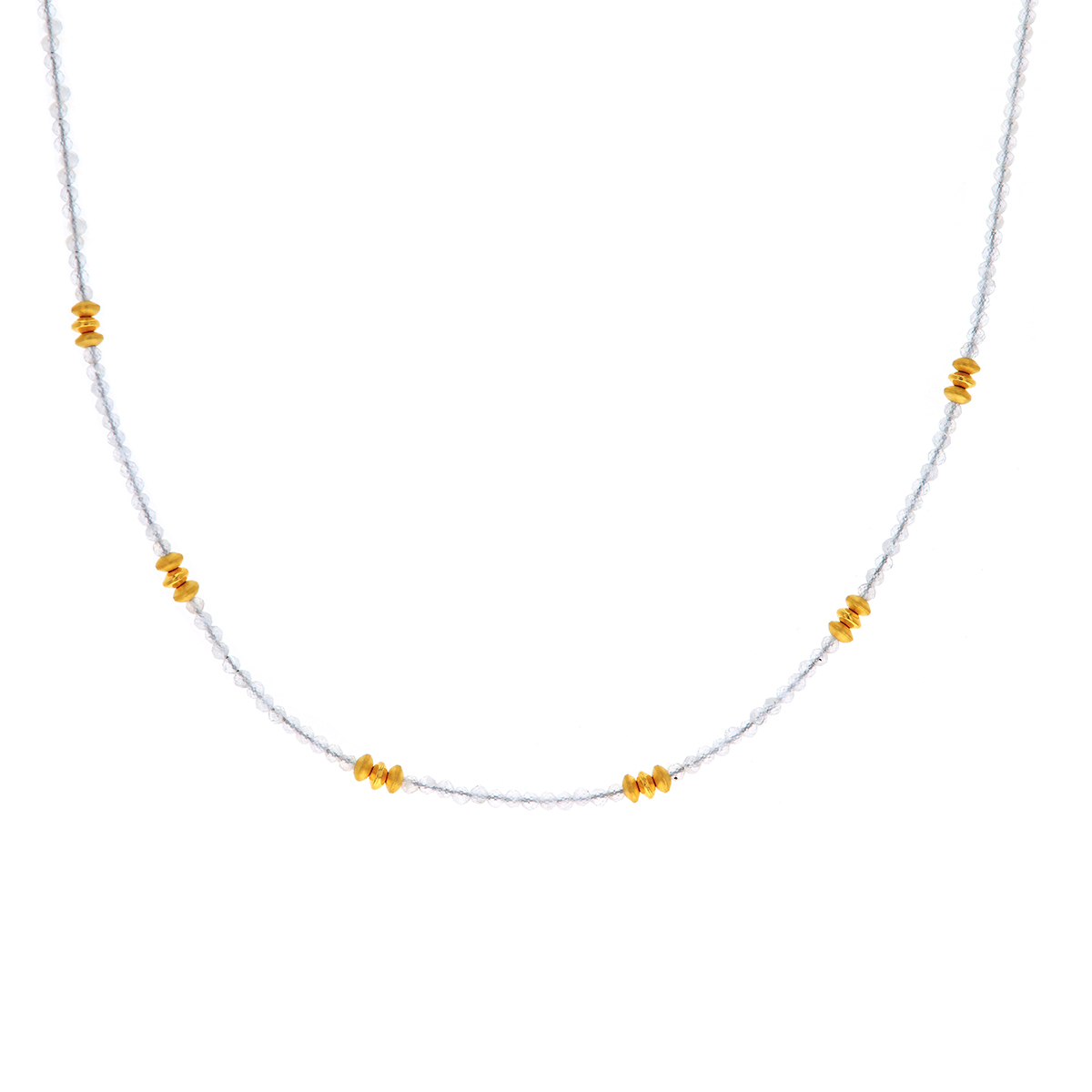 24K Gold Plated Sterling Silver Moonstone Bead Necklace