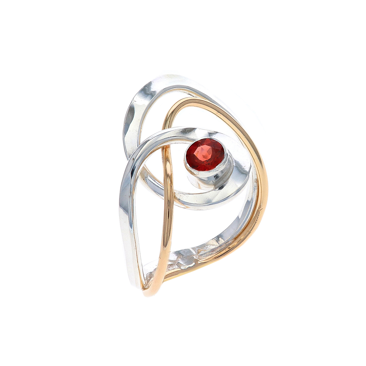 Sterling Silver and Gold Filled Garnet Ring
