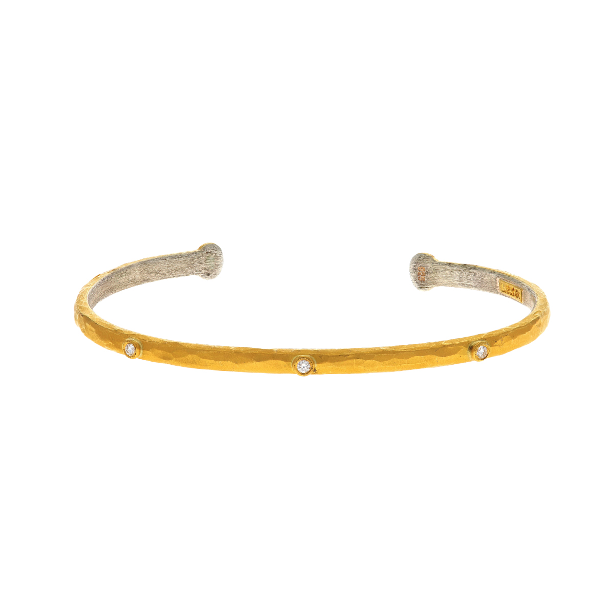 24K Yellow Gold Plated Sterling Silver Baby Stockholm Cuff Bracelet