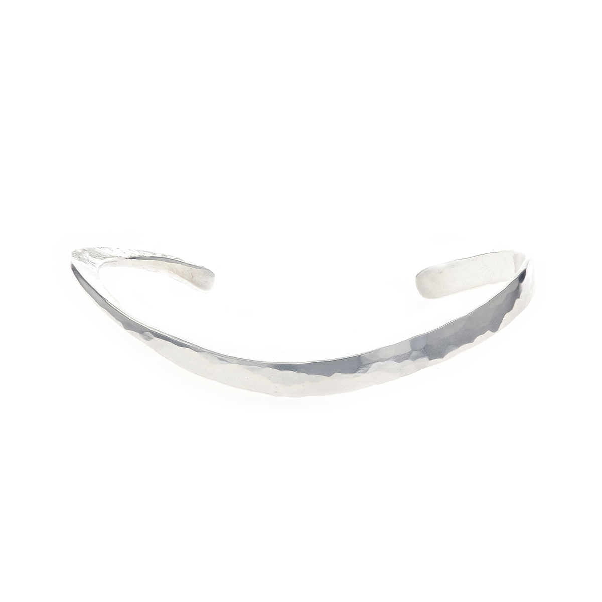 Sterling Silver Hammered Curved Cuff Bracelet