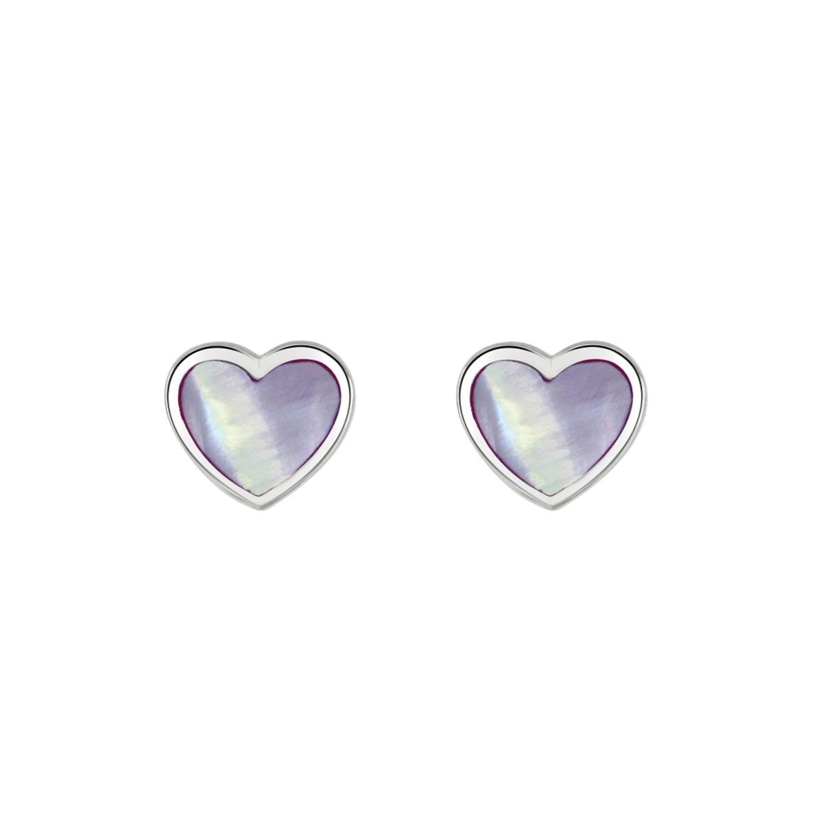 Sterling Silver Lilac Mother-of-Pearl Dew Heart Earrings