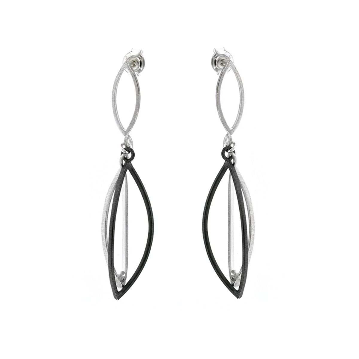 Sterling Silver Marquise Shaped Drop Earrings