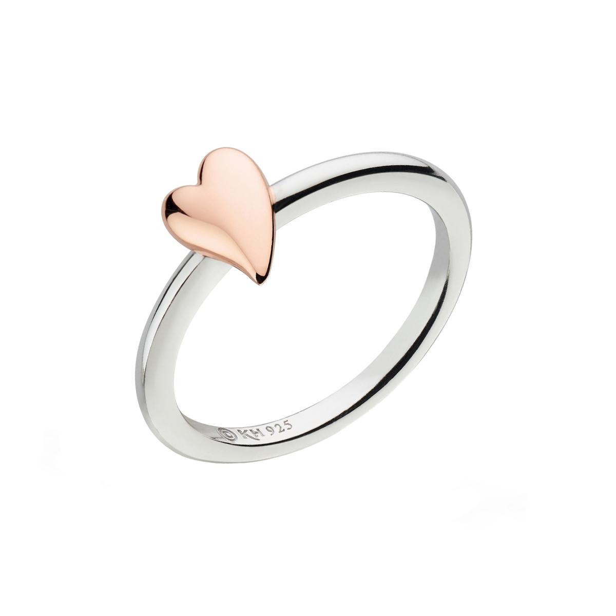 Sterling Silver and Rose Gold Plated Heart Ring