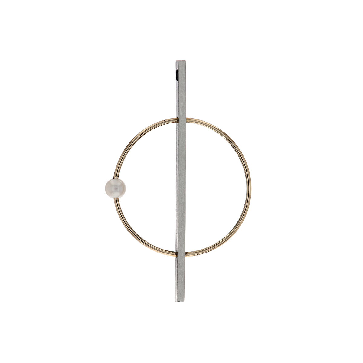 Two-Tone Bar and Circle Pearl Pendant