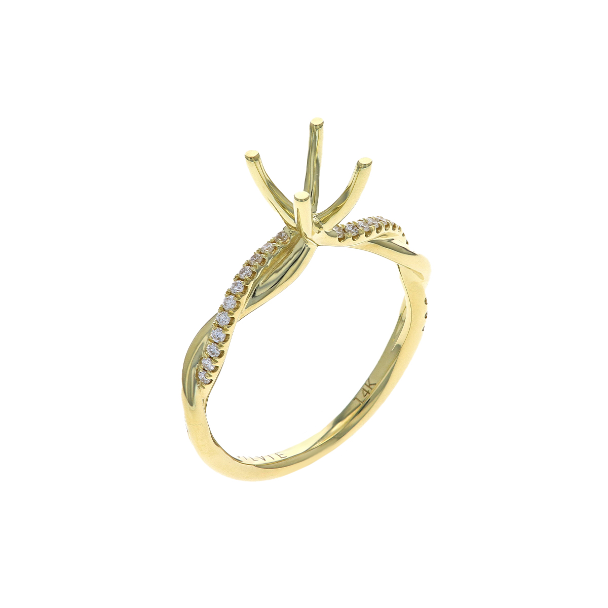 14K Yellow Gold Twisted Engagement Ring