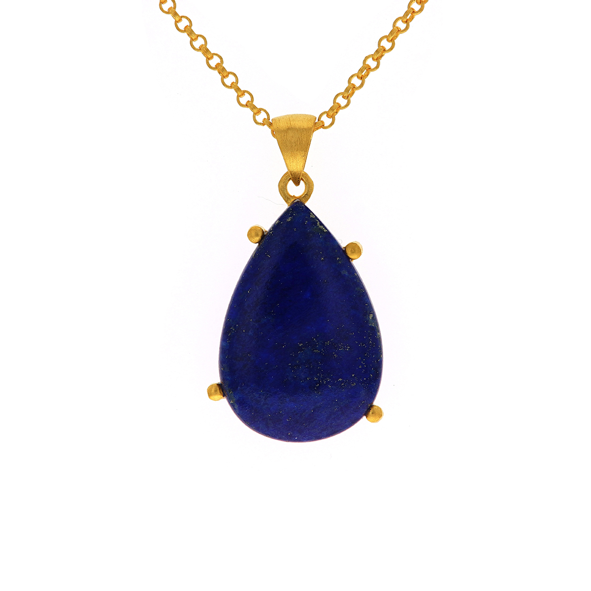 Sterling Silver and Yellow Gold Plated Lapis Pendant with Chain