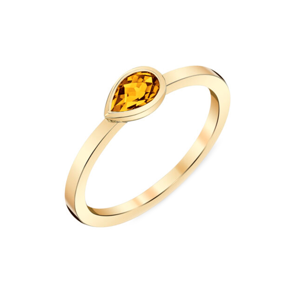 14K Yellow Gold Pear Citrine Ring