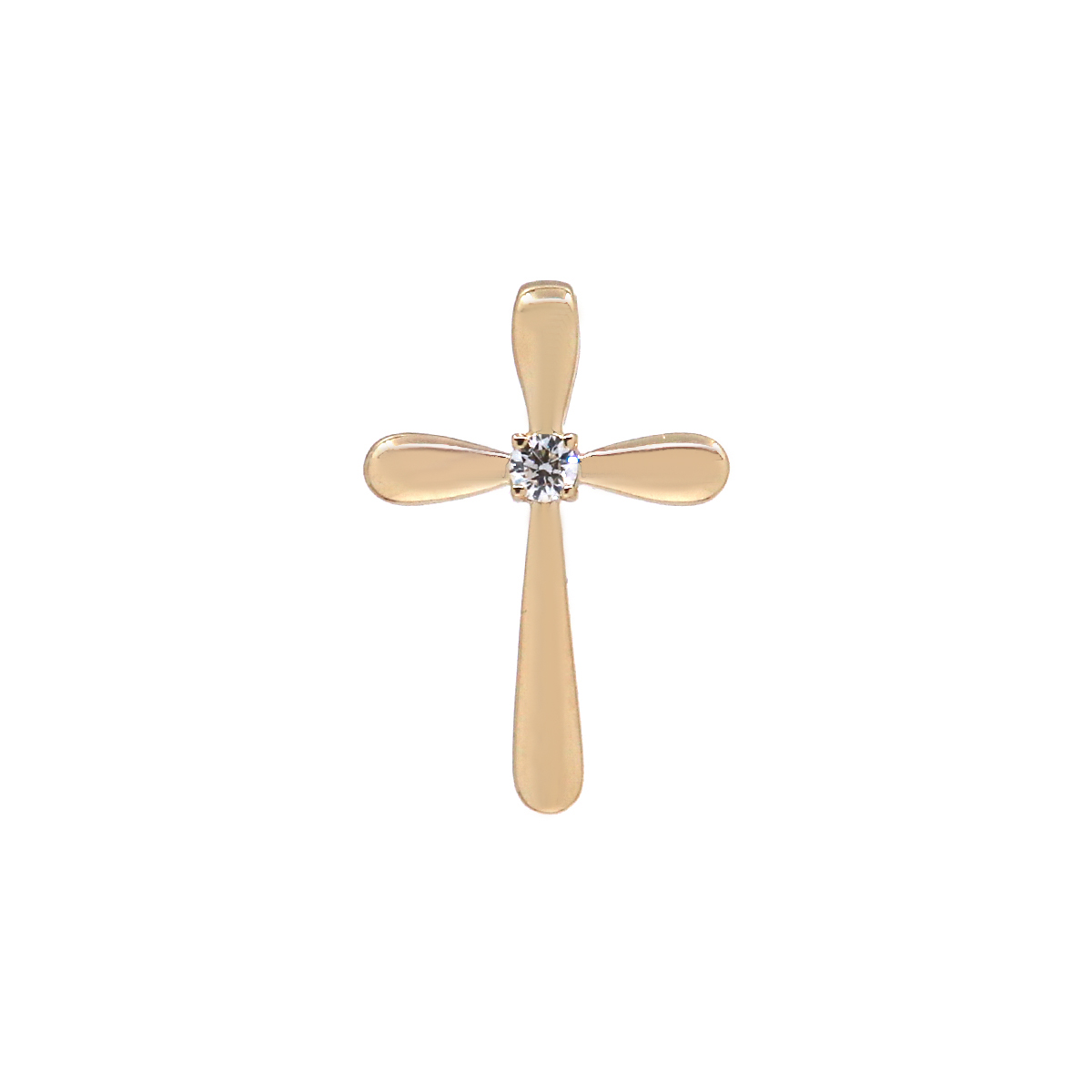 14K Yellow Gold Diamond Flair Cross Pendant