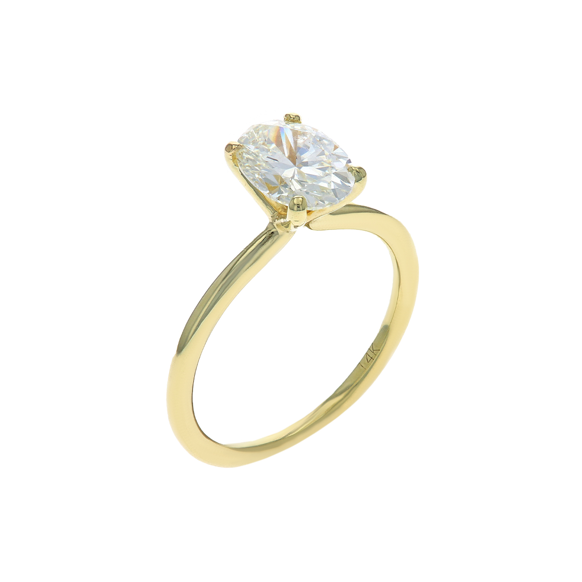 14K Yellow Gold 1.54 Carat Oval Diamond Solitaire Engagement Ring