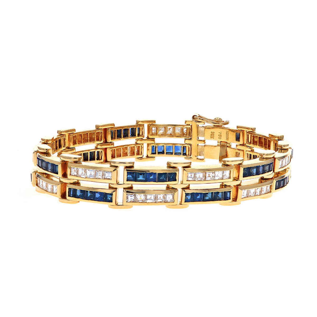 18K Yellow Gold Sapphire and Diamond Bracelet