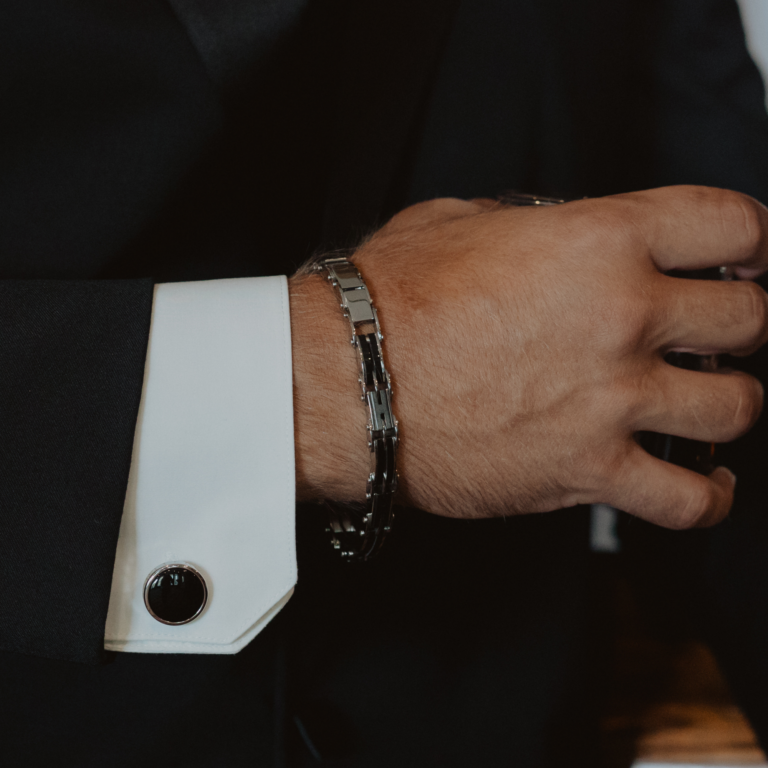 Black Stainless Steel Reversible Link Bracelet