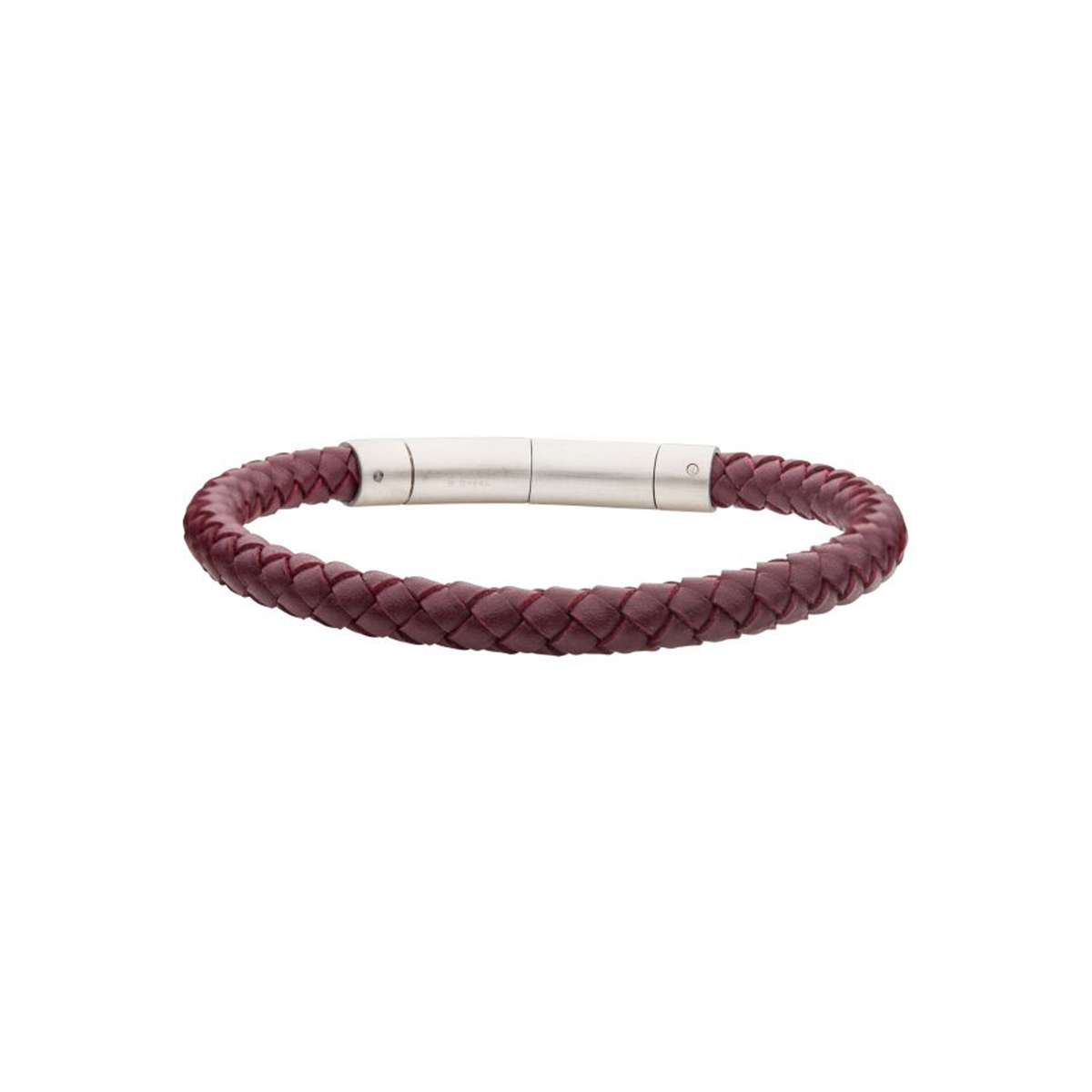 Stainless Steel and Burgundy Leather Bracelet
